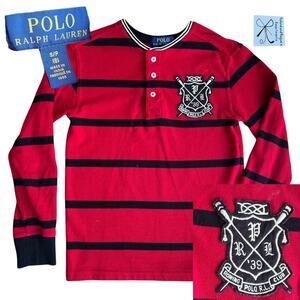Polo Ralph Lauren Striped Rowing Club Crest Polo Shirt Kids Sz S (8)